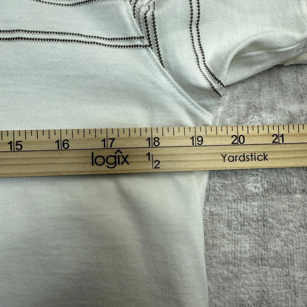 Banana Republic Polo Shirt Men Medium White Pima Cotton Striped Short Sleeve Y2K